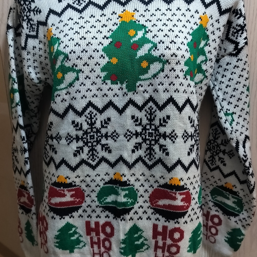 Festive Christmas Tree Sweater - Green, Red, and Black